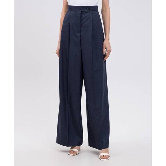 Givenchy Pleated Wide Leg Trouser Pants in Denim Blue 40 US 8 - Picture 2 of 6